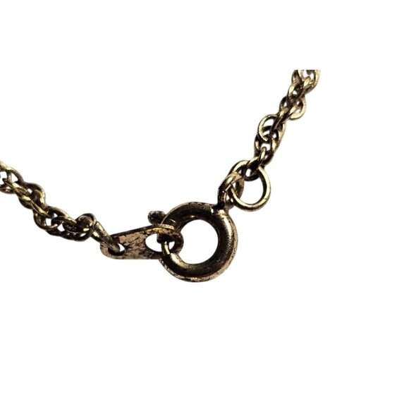 Vintage Floral Cameo 1.5" Pendant 23" Necklace Faux Pearl Beads & Brass Chain - Picture 5 of 6